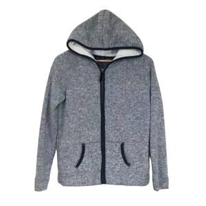 American Eagle Gray Sherpa Lined Hoodie Zipper Sweatshirt Jacket XS Cozycore